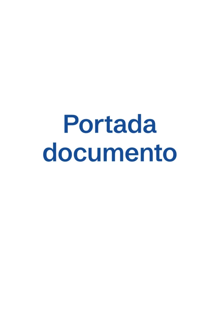 Imagen de muestra de una portada de documento en blanco con el texto Portada documento.